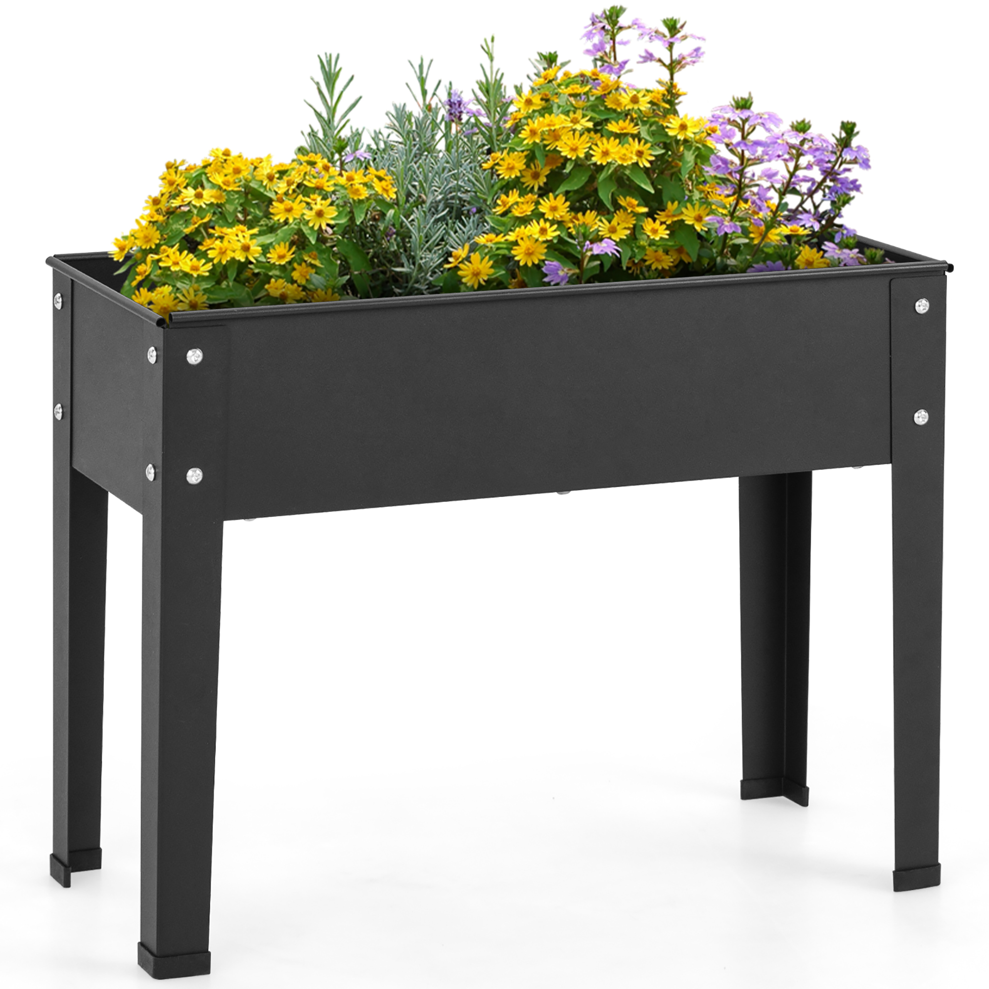 Costway 24'' Raised Garden Bed with Legs Metal Elevated Planter Box Drainage Hole Backyard